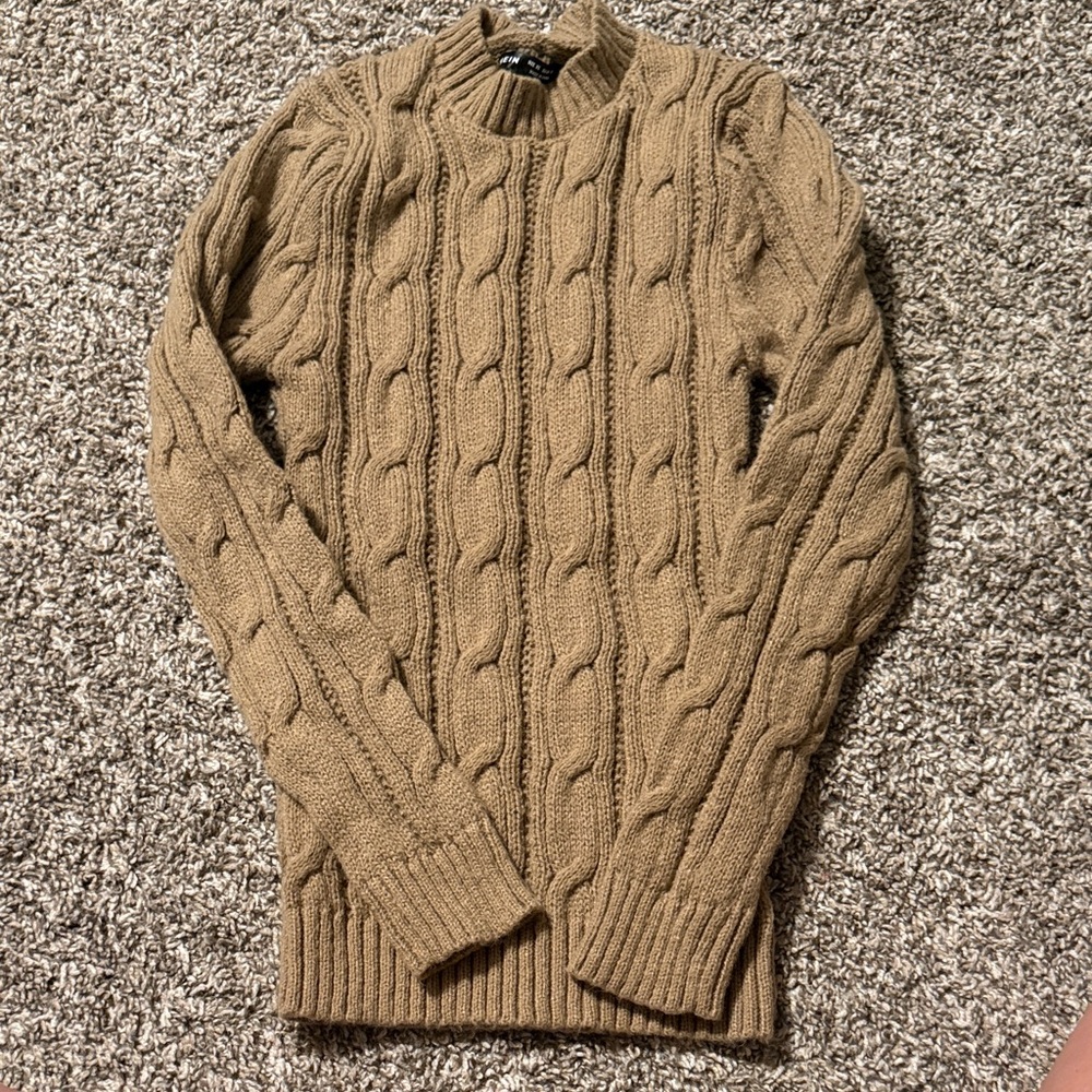 SHEIN Women's Cable Knit Sweater - Tan